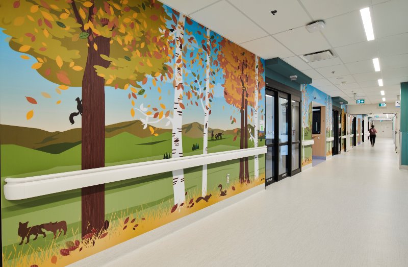 Purposeful art in the hallways of the new Sunny Hill Health Centre at BC Children's Hospital